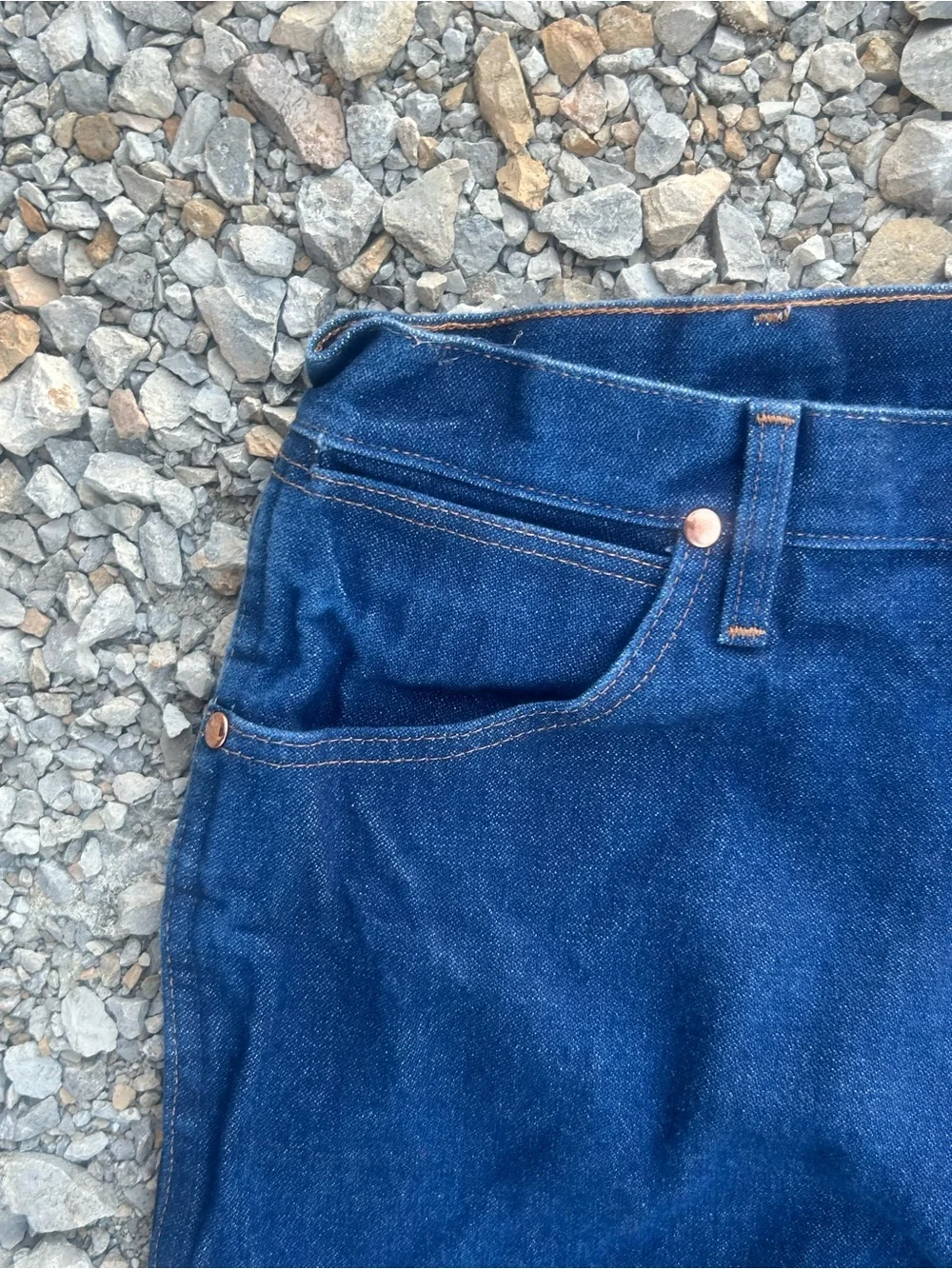 Wrangler Blue Denim Jeans with Orange Stitching 33x32